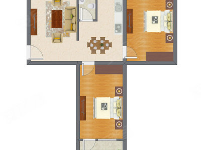 3室1厅 53.88平米