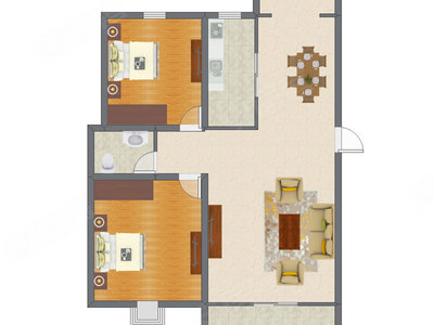 2室2厅 95.41平米户型图