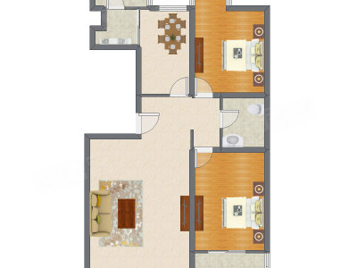 2室2厅 123.92平米户型图