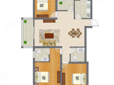 3室2厅 76.98平米
