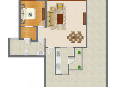 1室1厅 89.00平米户型图