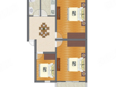 3室2厅 65.47平米