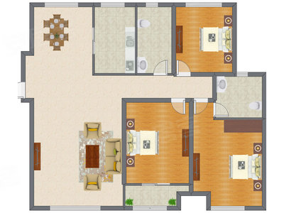 3室2厅 168.00平米户型图