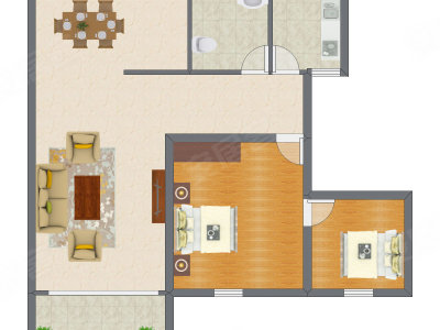 2室2厅 97.00平米