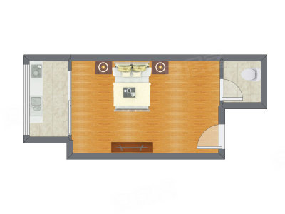 1室0厅 40.70平米户型图