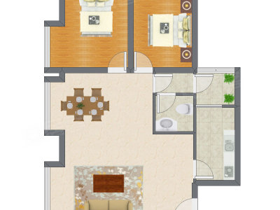 2室2厅 83.55平米