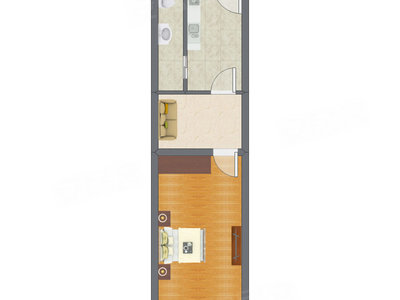1室1厅 41.00平米户型图