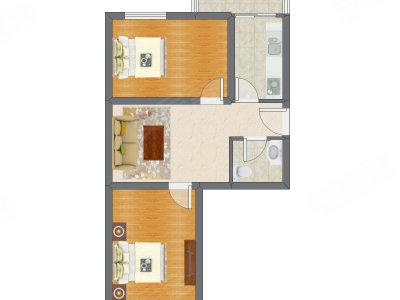2室1厅 73.89平米户型图