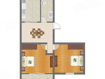 2室1厅 65.92平米
