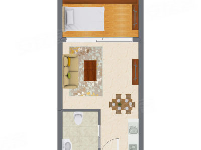 1室2厅 32.00平米户型图