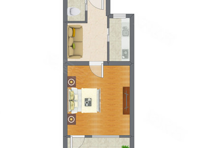 1室1厅 41.11平米户型图