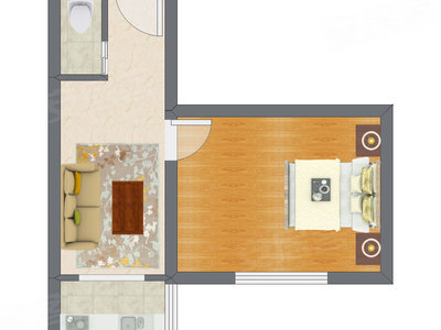 1室1厅 40.79平米户型图
