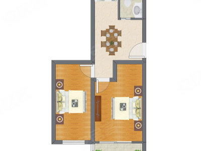 2室1厅 56.20平米户型图