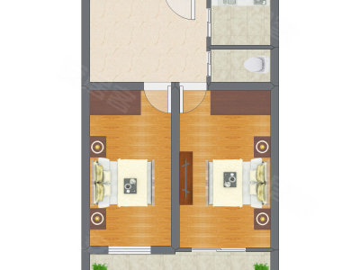 2室1厅 66.10平米