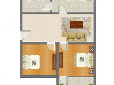 2室1厅 61.00平米户型图