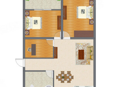 3室1厅 76.20平米