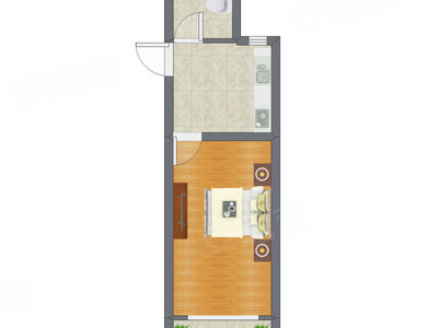 1室0厅 40.18平米户型图