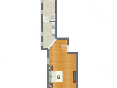 1室0厅 53.27平米户型图