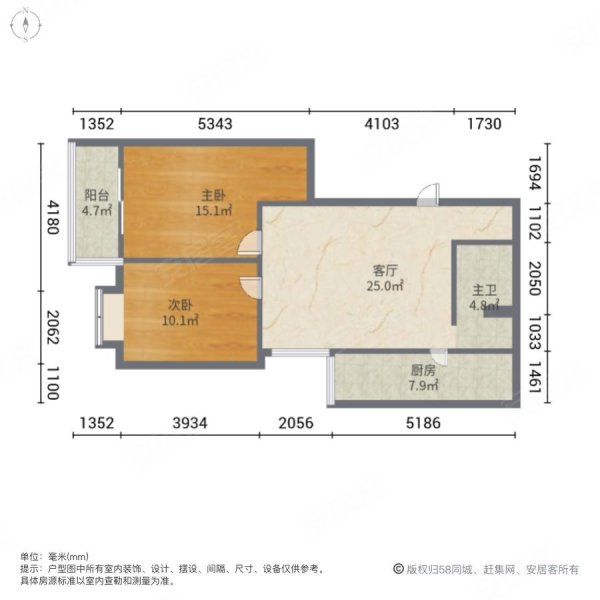 胡一社区2室2厅1卫102㎡西南65万