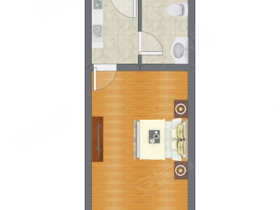1室0厅 39.16平米户型图