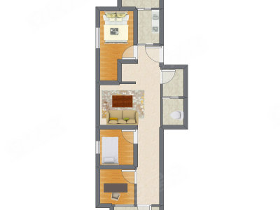 3室1厅 70.65平米