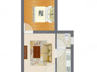 1室1厅 32.00平米户型图
