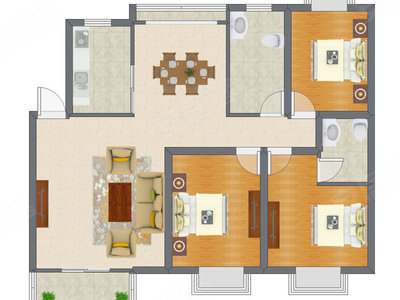 3室2厅 144.58平米