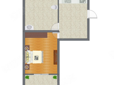 1室1厅 46.67平米