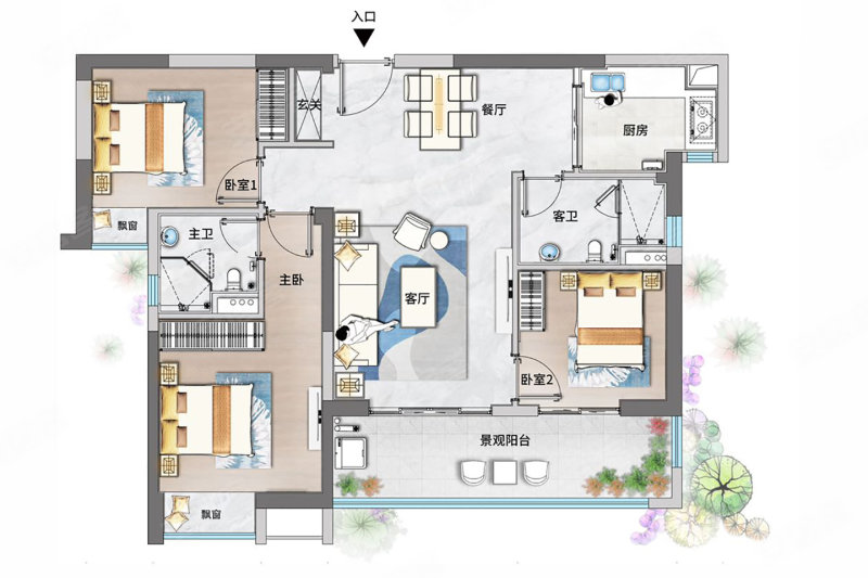 星华海岸城五期(新房)3室2厅2卫107㎡南182万