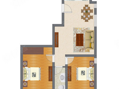 2室2厅 76.16平米户型图