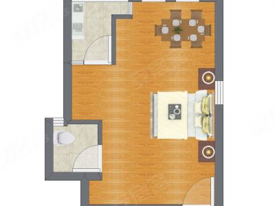 1室0厅 46.40平米户型图