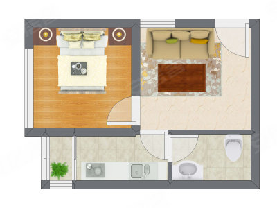 1室1厅 37.50平米户型图