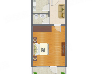 1室1厅 39.53平米户型图