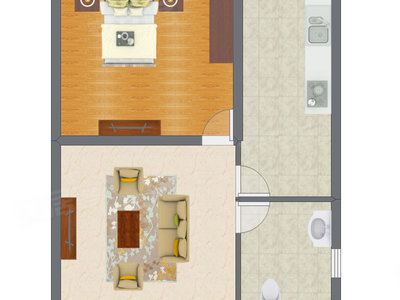 1室1厅 52.93平米户型图
