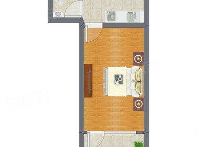 1室0厅 32.70平米户型图