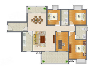 4室2厅 144.00平米