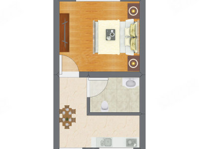 1室1厅 18.22平米户型图