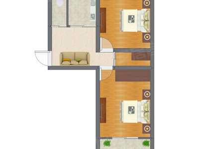 2室1厅 63.00平米