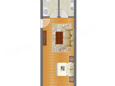 1室0厅 56.25平米户型图