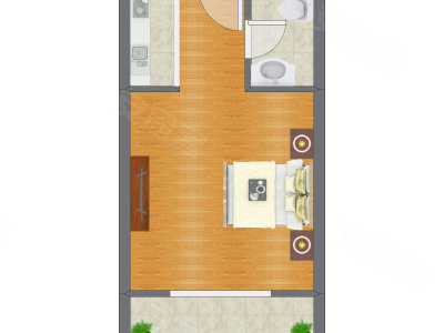 1室0厅 38.48平米户型图