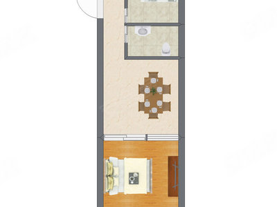 1室1厅 44.96平米户型图