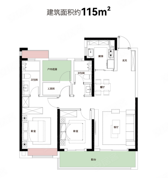 德奥上河城章3室2厅2卫115㎡南155万