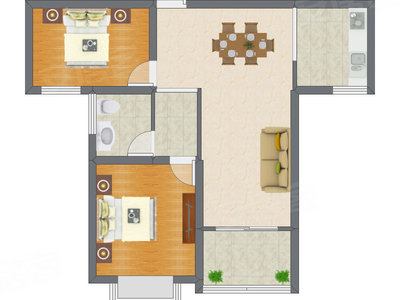 2室2厅 97.50平米户型图