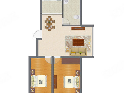 2室2厅 81.89平米户型图