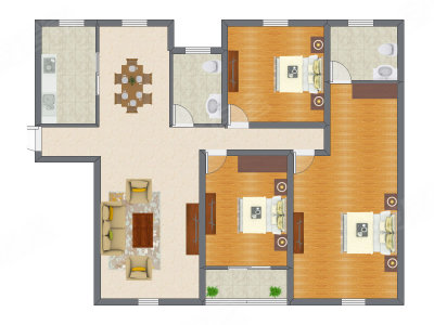 3室2厅 128.50平米