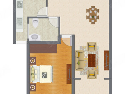 1室2厅 70.67平米