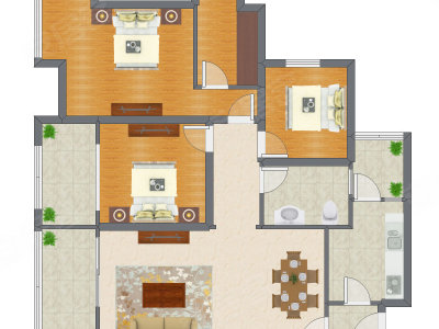 3室2厅 113.45平米户型图