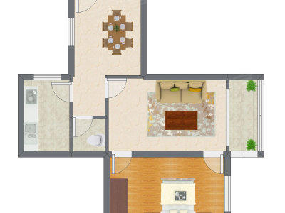 1室2厅 60.17平米