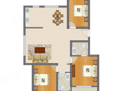 3室2厅 118.21平米户型图