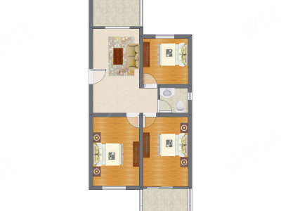 3室1厅 98.40平米户型图